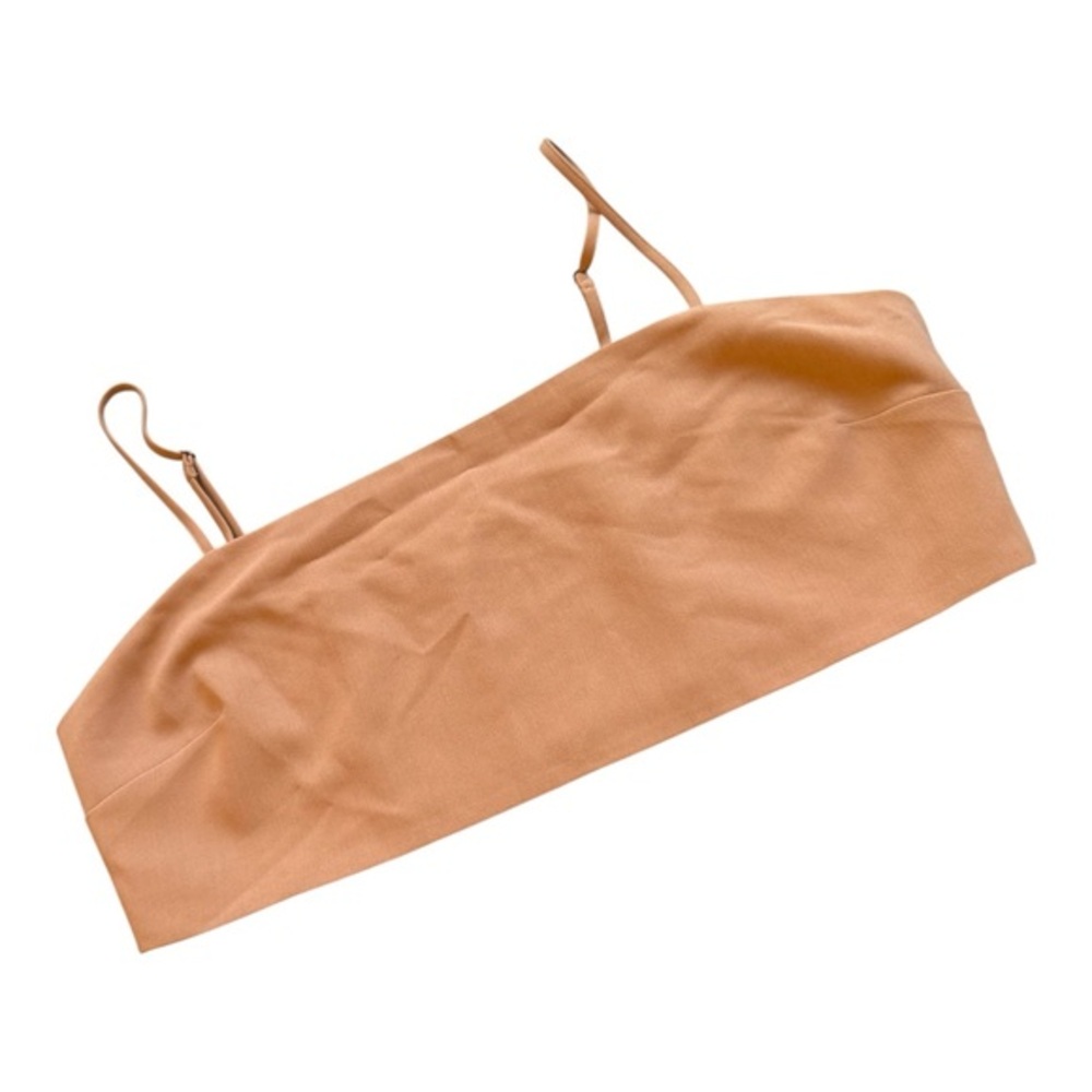 Abercrombie & Fitch Smocked Tube Bandeau Top XL Tan Balletcore Y2K